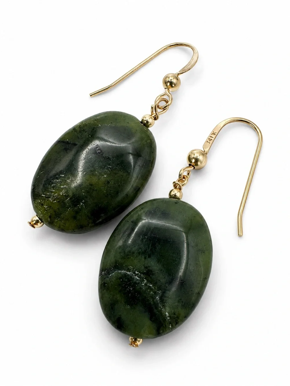 14k GF Jade Hook Earrings